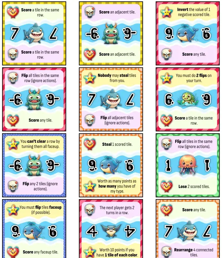 The 2-action tiles of the final material.