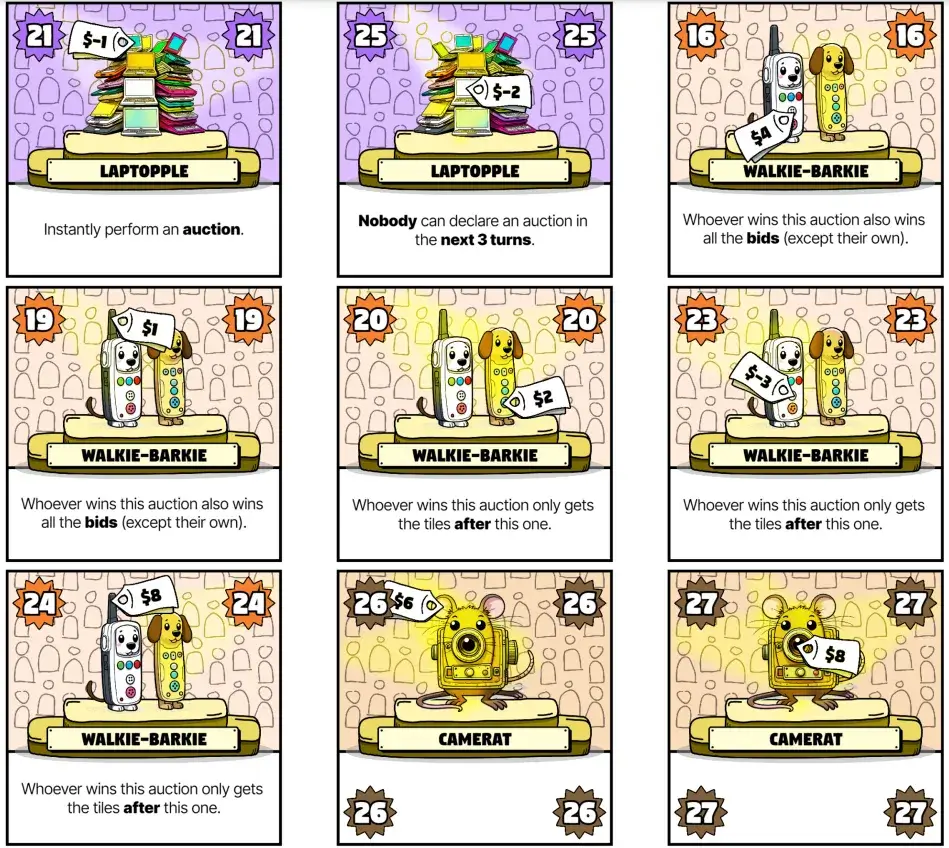 Some of the middle tiles, including one without action.