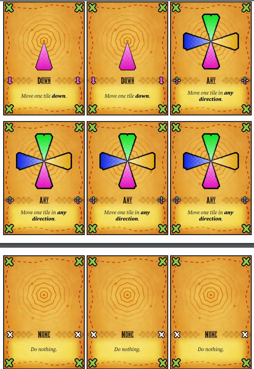 Some movement cards. Some movement cards.