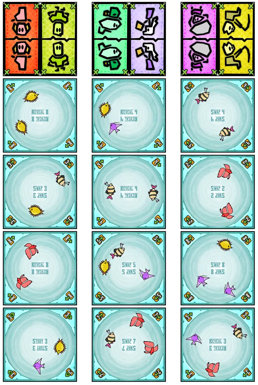 Some tiles + player pawns. Some tiles + player pawns.