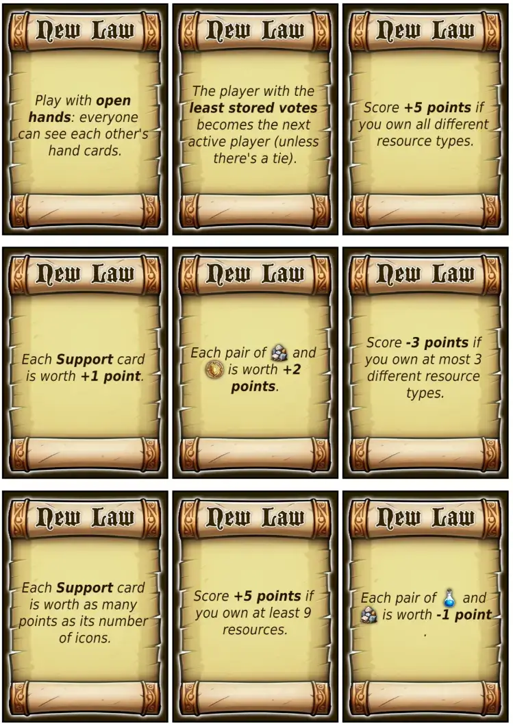 The (near) final version of the Law cards.