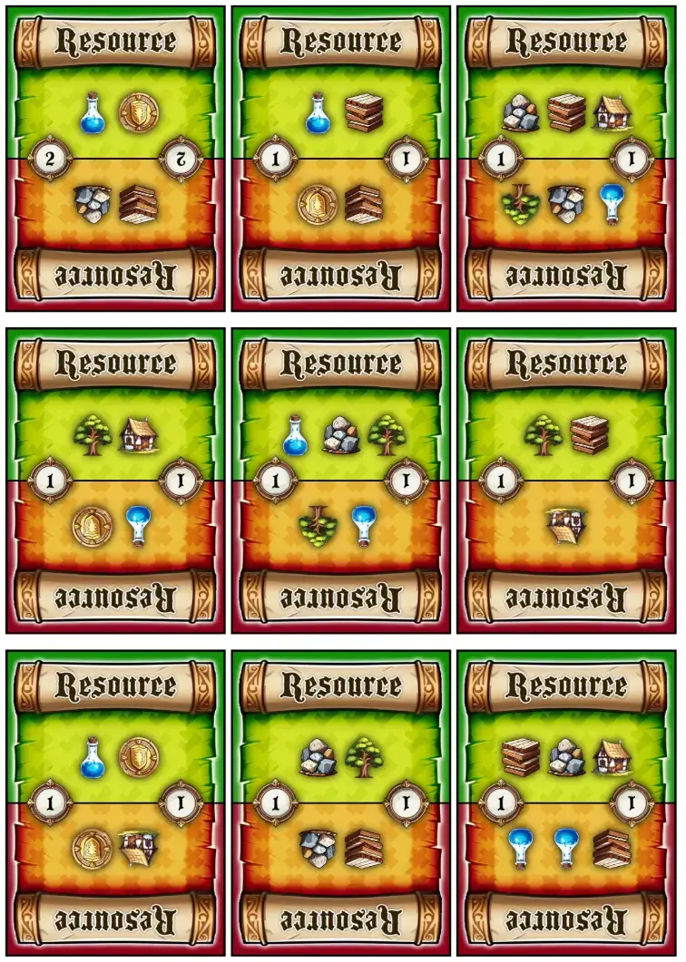 The (near) final version of the Resource cards.