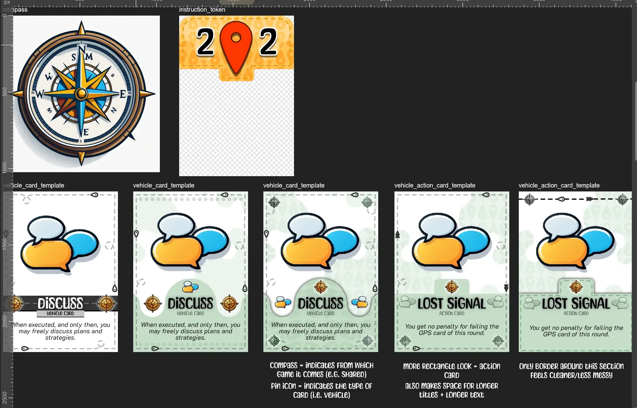 Initial sketches 1, looking for general card design templates.
