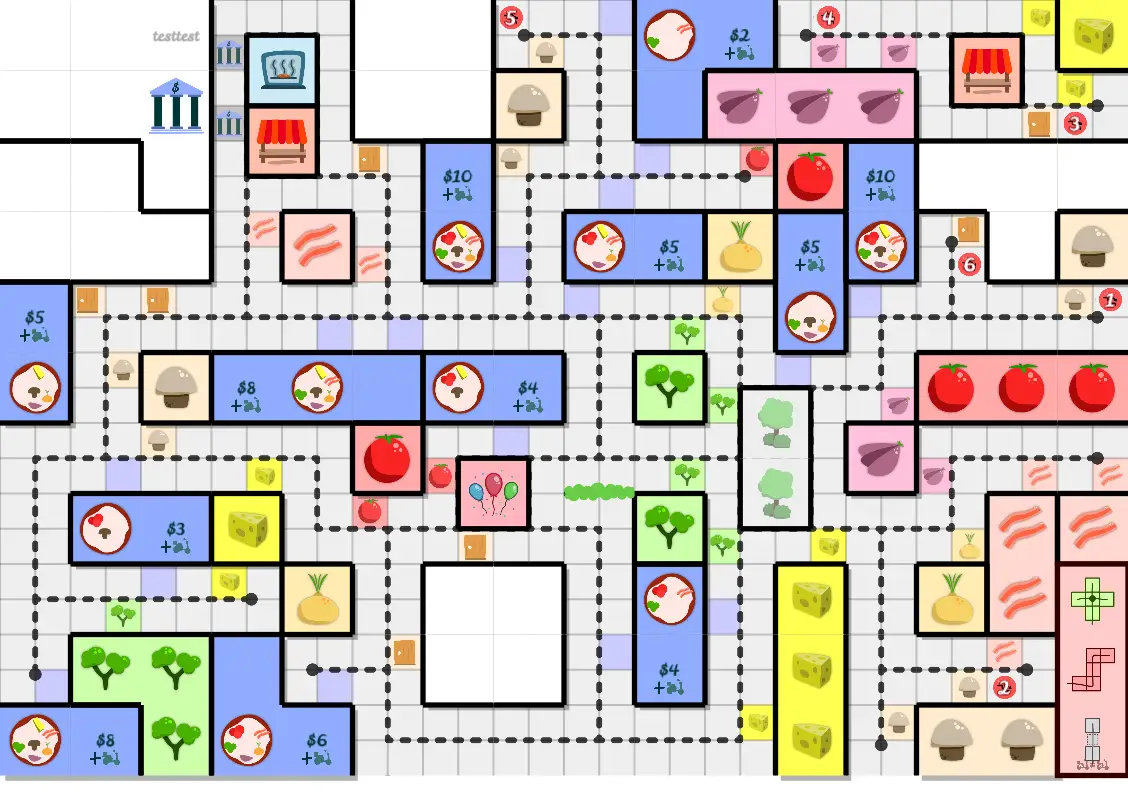 Example test board with special buildings included
