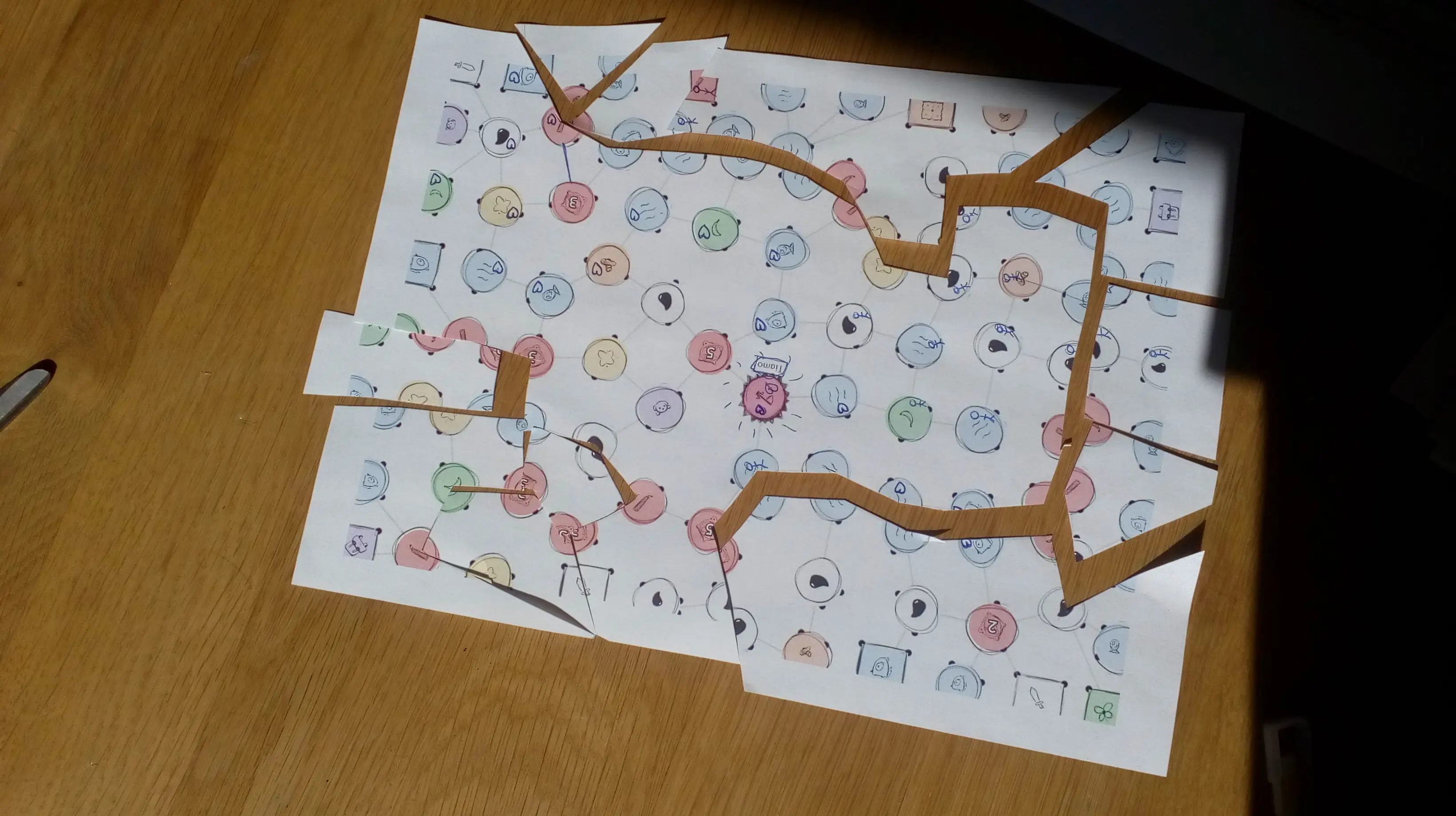 An image of the board after playing, version 1