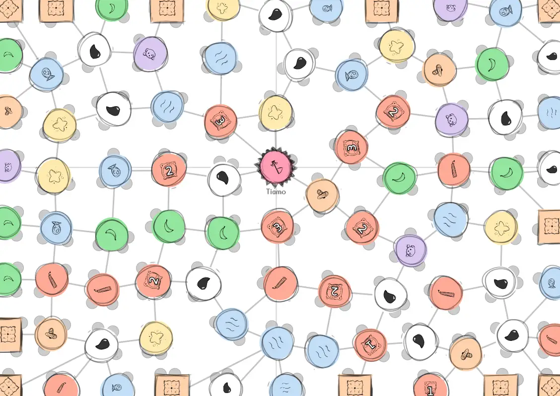 Unstable Universe randomly generated board (seed Tiamo)