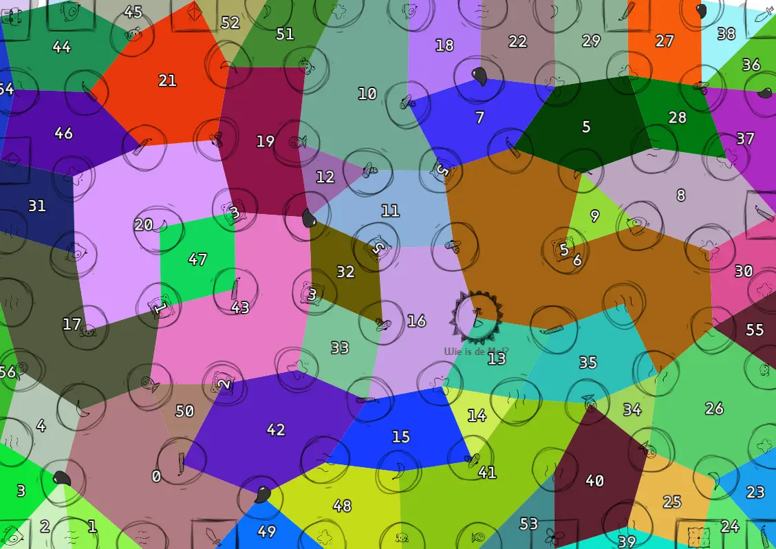 All the areas detected by the algorithm, numbered.