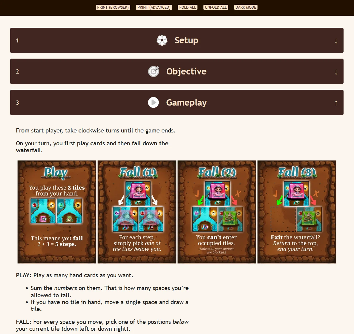 New interactive rulebook (some random things folded/unfolded).