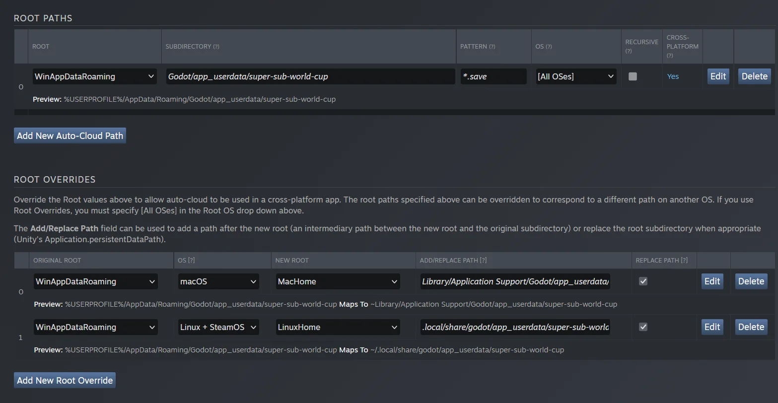 If you want to differentiate save files per Steam user on the same machine, you need a different setup. This points everything to the same file somewhere else in the system outside of Steam.