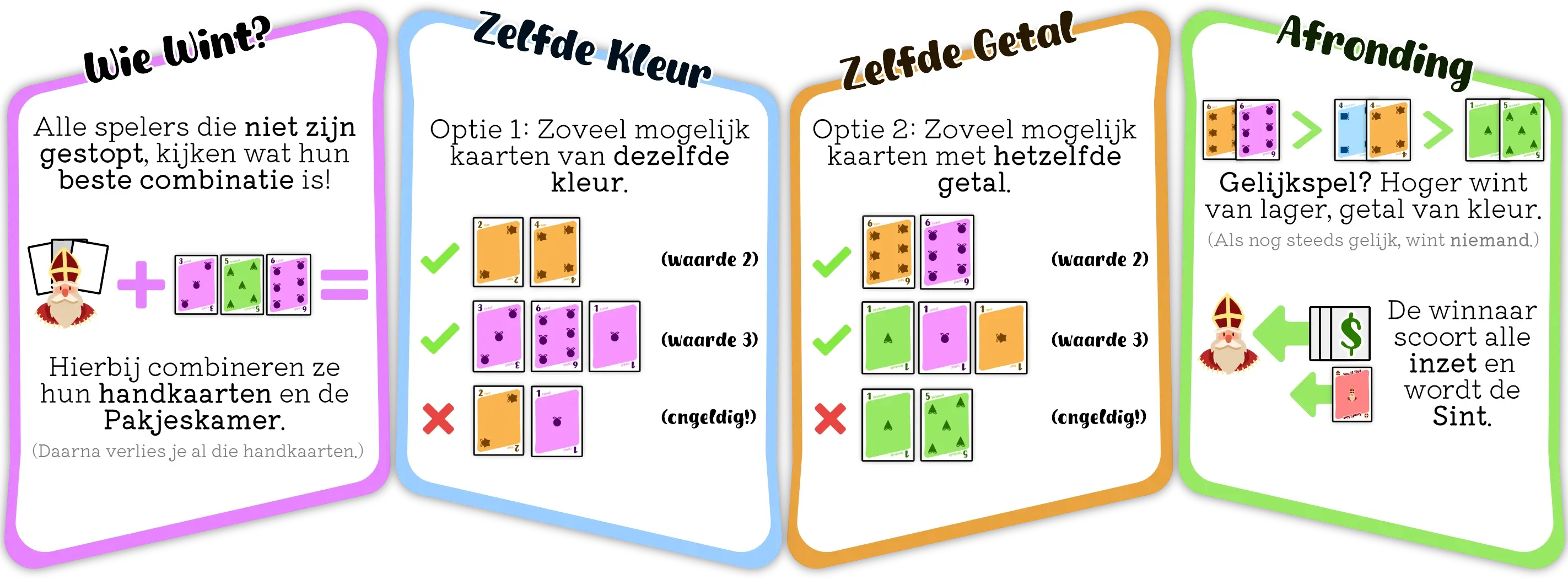 Voorbeeld van welke combinaties wel of niet scoren, en hoe je zo de ronde afhandelt.