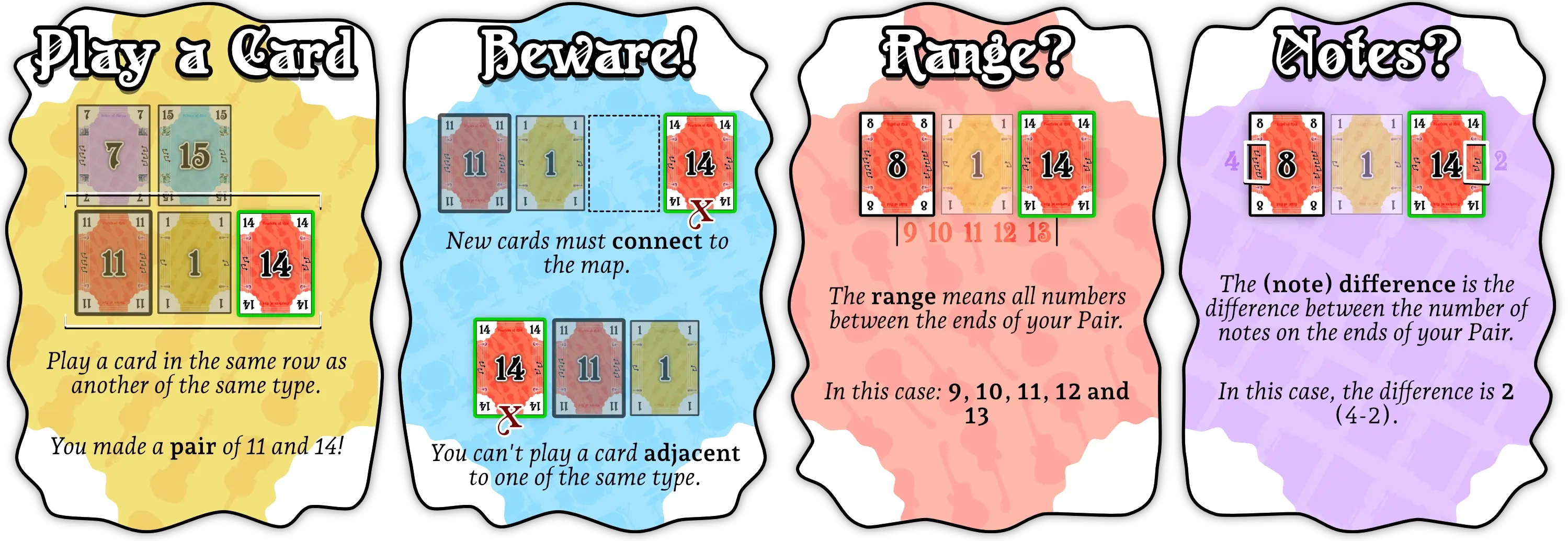 Example of valid card placement and the pair you create from it.