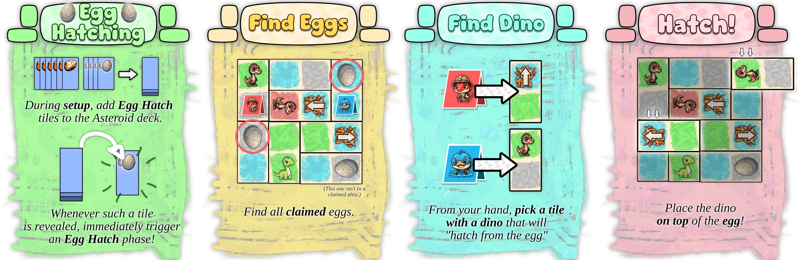 Example of how to execute the Egghatch rule (when that icon appears on an Asteroid Tile).