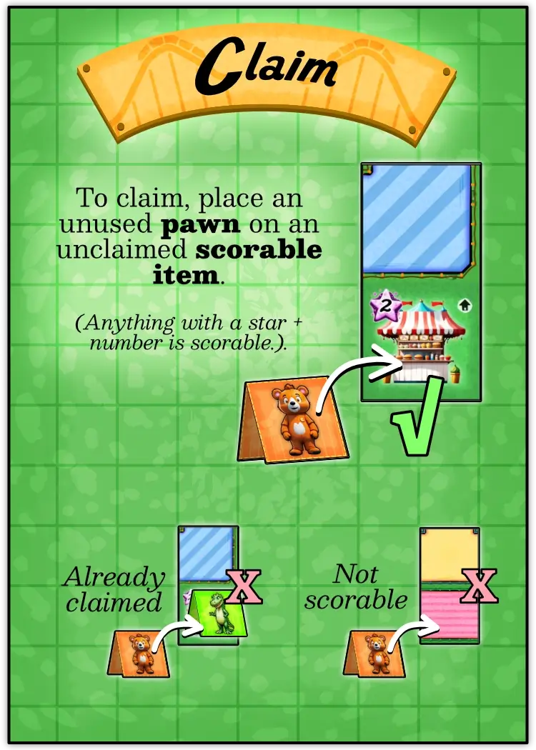 Example of how to claim a Scorable Item (after your turn).