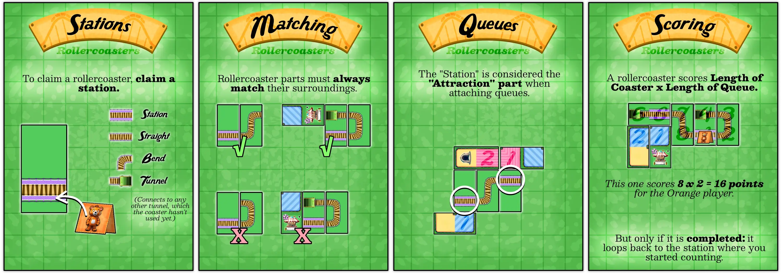 Example of how to build a rollercoaster and how to score one.
