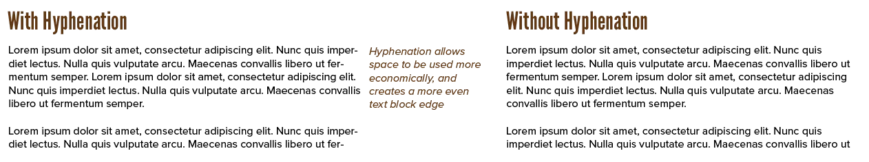 Example of hyphenated (non-justified) text versus regular text