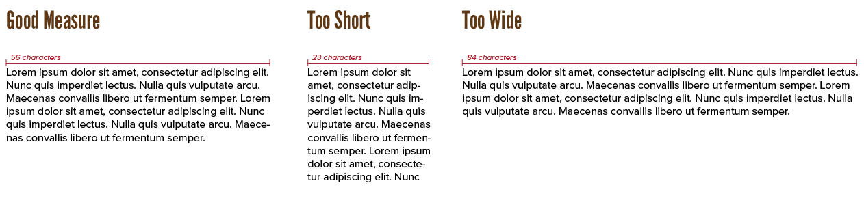 Example of good and bad line width for block of text.