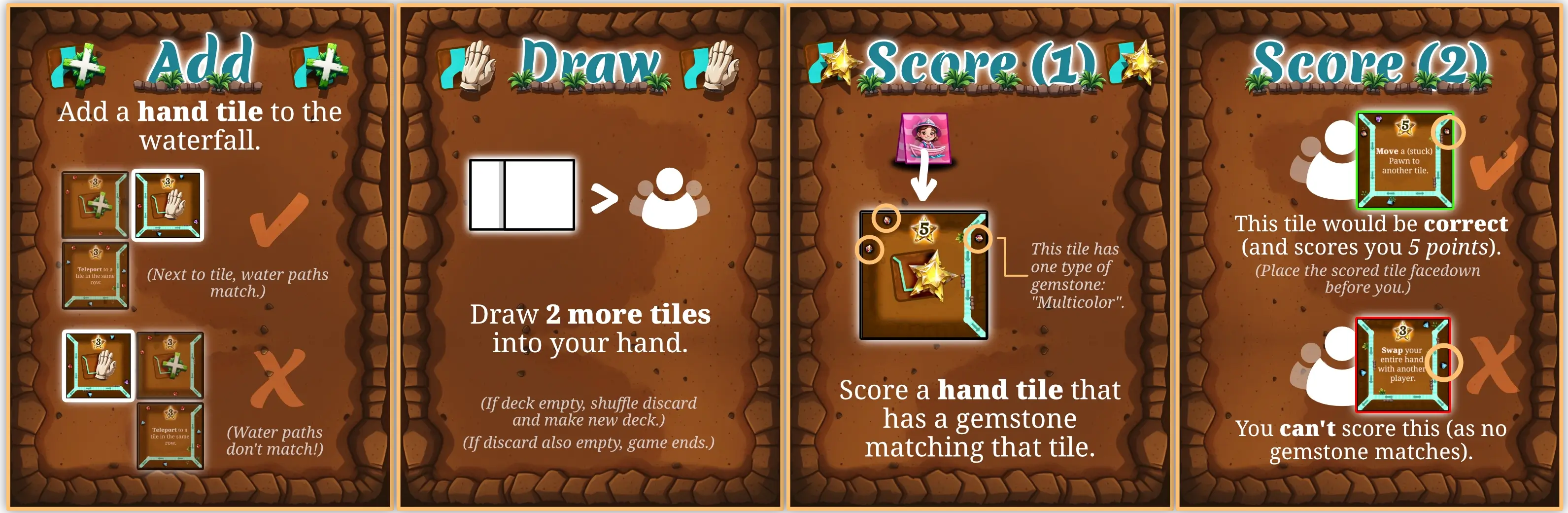 Examples of the three main actions: ADD, DRAW and SCORE.
